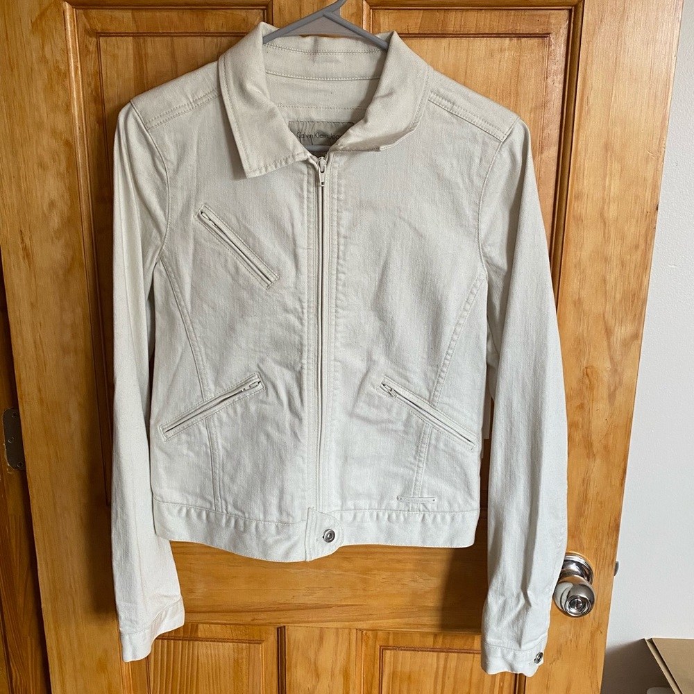 Calvin Klein Jeans off white retro denim jean jacket